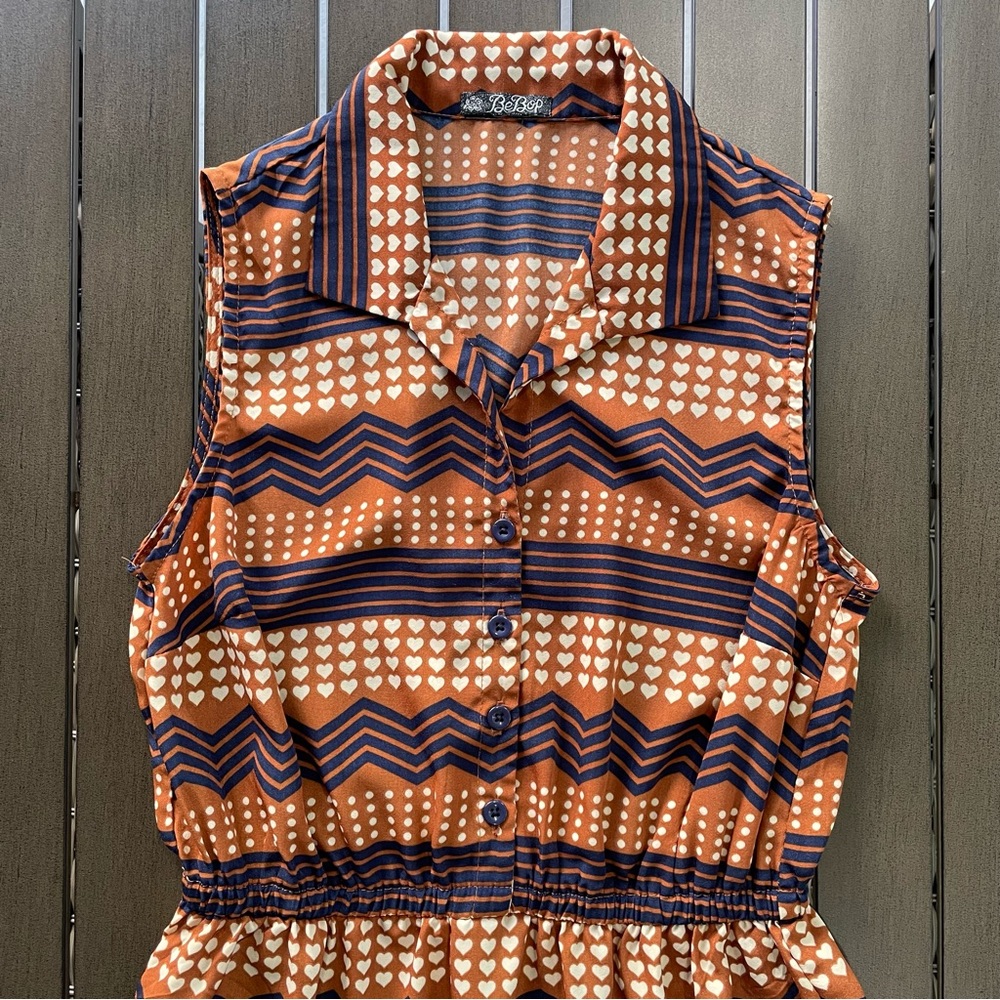 BEBOP CINCH-WAIST SLEEVELESS GEOMETRIC MINI DRESS!! - Picture 2 of 9